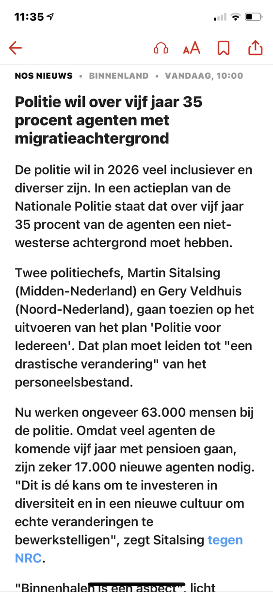 Politie wil over vijf jaar 35 procent agenten met migratie achtergrond