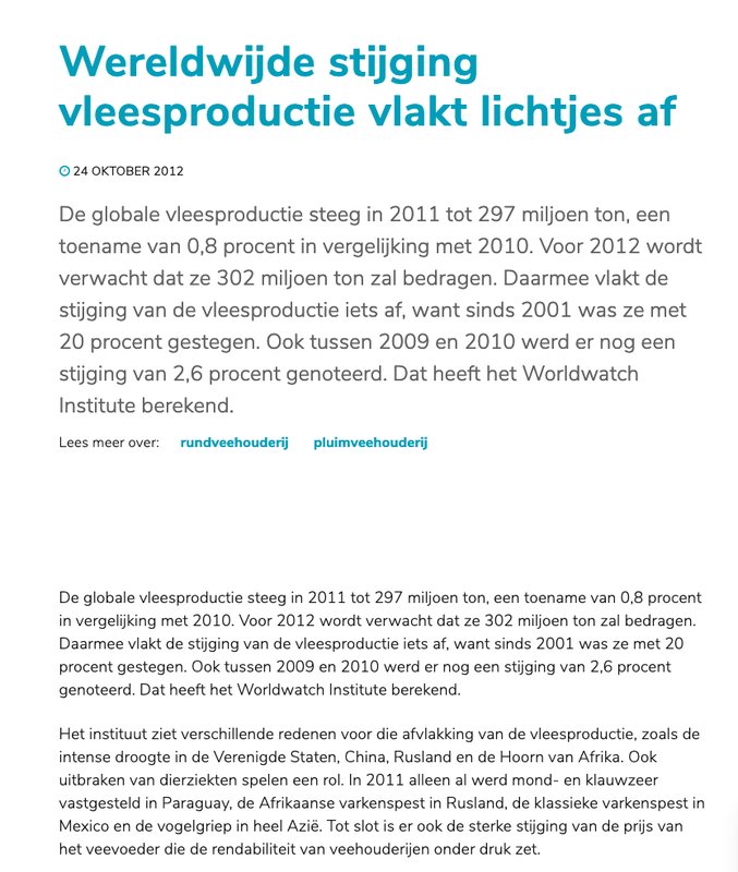 Stijging vleesproductie vlakt af